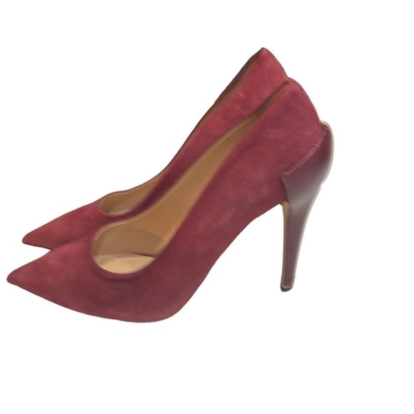 Diane Von Furstenberg Suede Point Toe Heels Wine SZ 6 WIDE - Picture 3 of 7
